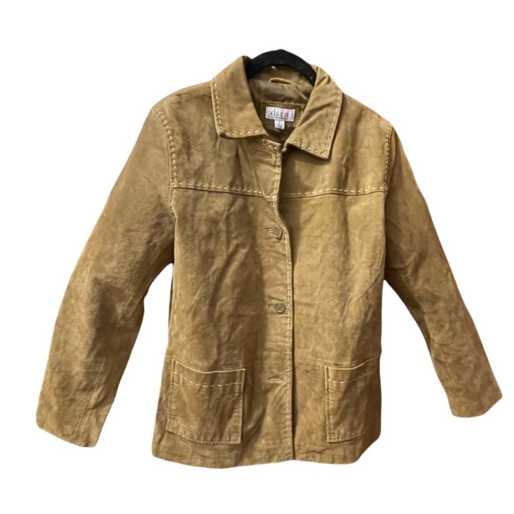 Denim&Co Tan Suede jacket Small, machine washable D&Co